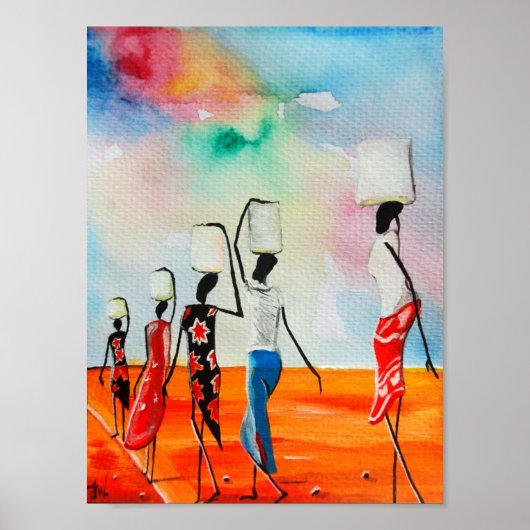 Afschilderpremium voor Afrikaanse Waterverf Canvas Poster (Voorkant)