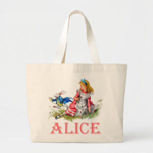 AFSCHRIJVING IN WONDERLAND GROTE TOTE BAG