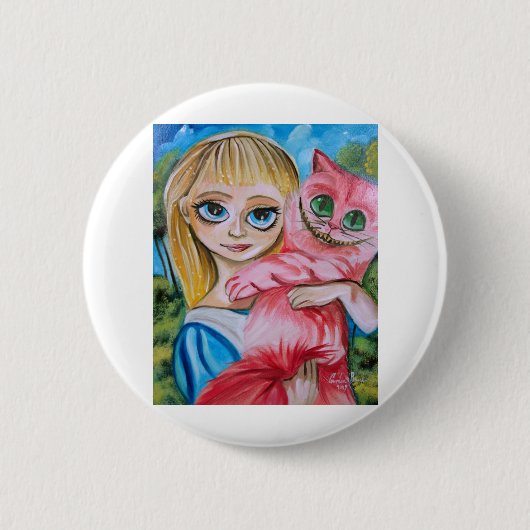AFSCHRIJVING IN WONDERLAND RONDE BUTTON 5,7 CM (Voorkant)