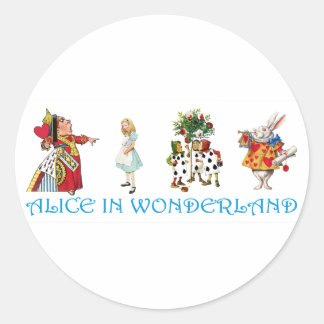 AFSCHRIJVING IN WONDERLAND RONDE STICKER
