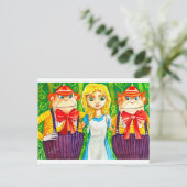 AFSCHRIJVING IN WONDERLAND TWEEDLE DUM BRIEFKAART (Staand voorkant)