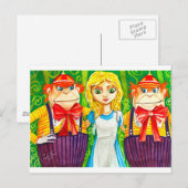 AFSCHRIJVING IN WONDERLAND TWEEDLE DUM BRIEFKAART (Voorkant / Achterkant)