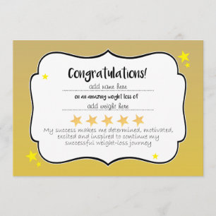 Afslankgroep Club Gold Star Award Certificaat Kaart