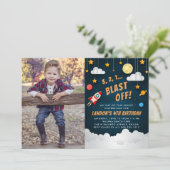 Afsluiten | Fotouitnodiging van Birthday Party Kaart (Staand voorkant)