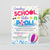 Afsluiten School Hallo Zwembad Feest Meisjes Uitno Kaart (Staand voorkant)