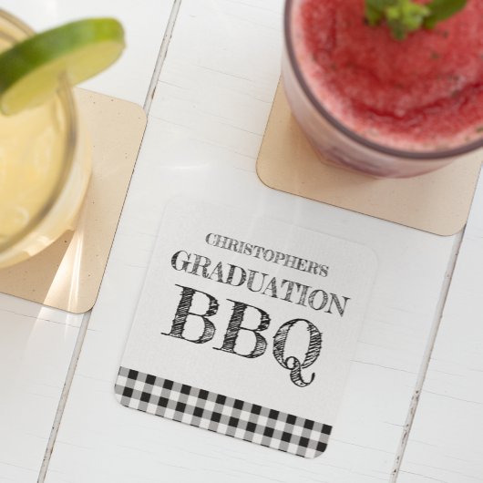 Afsluitend BBQ geruit Kartonnen Onderzetters