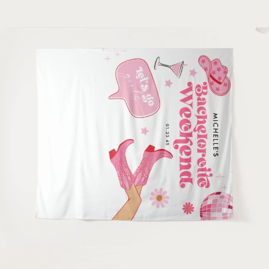 Afsluitend Disco Rodeo Bachelorette Feest Wandkleed (Voorkant (horizontaal))