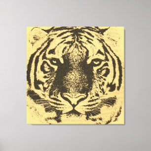 Afsluitend portret van de grote tijger canvas afdruk