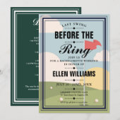 Afsluitend vrijgezellen golfweekendfeest kaart (Voorkant / Achterkant)