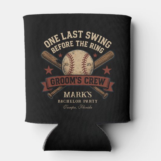 Afsluitende Baseball Bruiloft Feest voor de Man Blikjeskoeler (Achterkant)