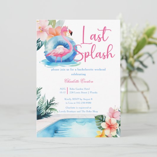 Afsluitende Splash Flamingo Meidenavakantie  Kaart (Staand voorkant)