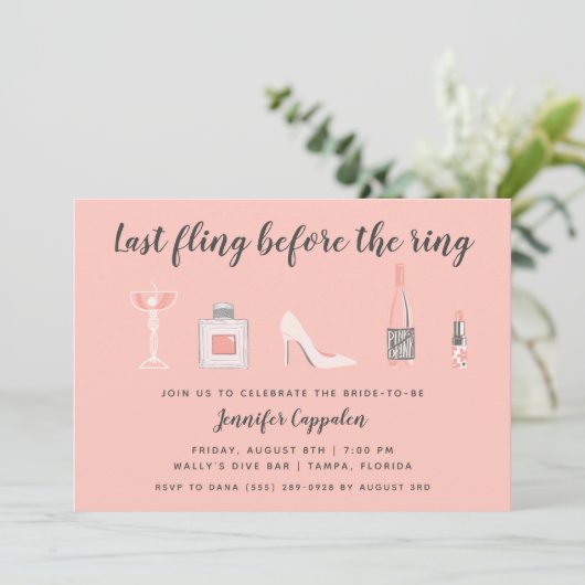 Afsluitende uitspatting voor de vrijgezellenfeestj kaart (Staand voorkant)