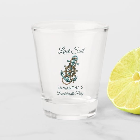 Afsluitende zeilfeest voor de bruid shot glas (Voorkant)