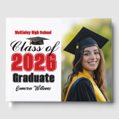 Afsluitfoto van de rode klas van 2026 gastenboek (Voorkant)