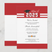 Afsluiting 2025 Rood Wit Simpele Afstudeerfeest Kaart (Voorkant / Achterkant)