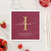Afsluiting 2026 Monogram Script Burgundy Feest Servet (Insitu)