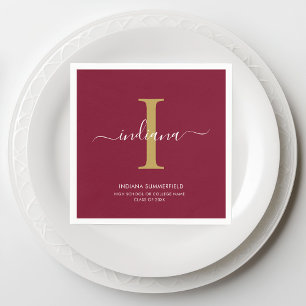 Afsluiting 2026 Monogram Script Burgundy Feest Servet