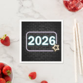 Afsluiting 2026 Neon Licht op Baksteen Servet (Insitu)
