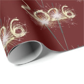Afsluiting 2026 Vonken op Maroon Cadeaupapier (Rol Hoek)