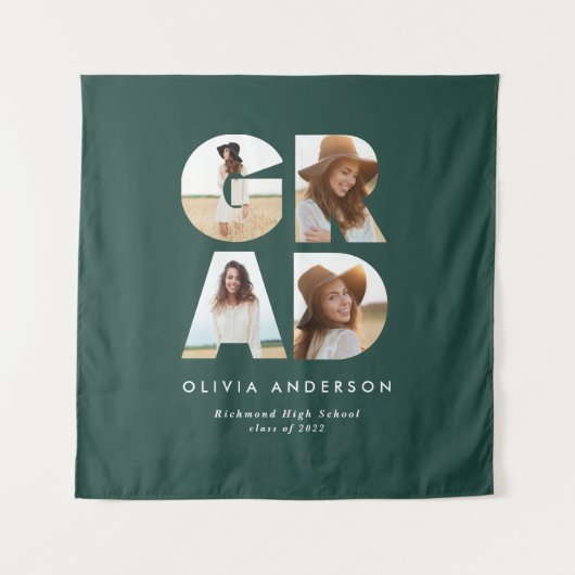 Afsluiting 4 foto modern gepersonaliseerd groen wandkleed (Voorkant)
