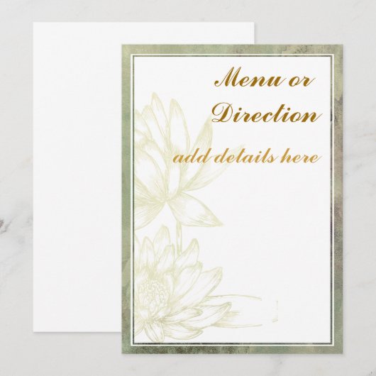 Afsluiting of menukaart kaart (Voorkant / Achterkant)