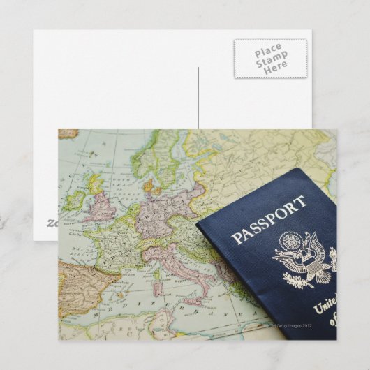 Afsluiting paspoort op Europese kaart (Voorkant / Achterkant)