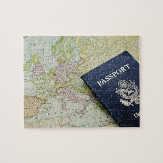 Afsluiting paspoort op Europese kaart Legpuzzel (Horizontaal)