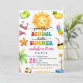 Afsluiting School Hallo Zomer Feest Uitnodiging (Staand voorkant)