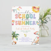 Afsluiting school Hallo zomer uitnodiging (Staand voorkant)