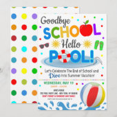 Afsluiting school Hallo zwembad feest uitnodiging (Voorkant / Achterkant)