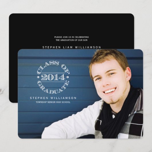 Afsluiting van de Photo Graduation Party Invitatio Kaart (Voorkant / Achterkant)