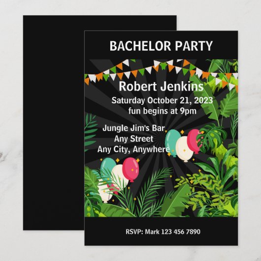 Afsluiting vrijgezellenfeest/Editable tekst Kaart (Voorkant / Achterkant)