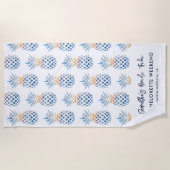 Afsluiting vrijgezellenfeest Wit Blauw Ananas Strandlaken (Voorkant)