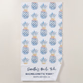 Afsluiting vrijgezellenfeest Wit Blauw Ananas Strandlaken (Voorkant)