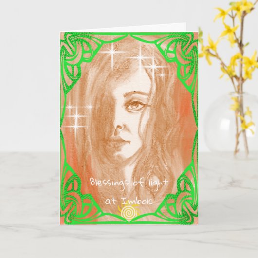 Afsluitingen op Imbolc begroetings Kaart (Gele Bloem)