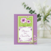 Afsluitingen op uw speciale dag paarse bloemen Sti Briefkaart (Staand voorkant)