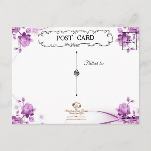 Afsluitingen op uw speciale dag paarse bloemen Sti Briefkaart (Achterkant)