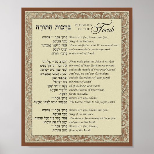 Afsluitingen van de Torah Hebreeuws en Engels op B Poster (Voorkant)