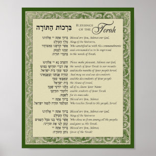 Afsluitingen van de Torah Hebreeuws en Engels over Poster