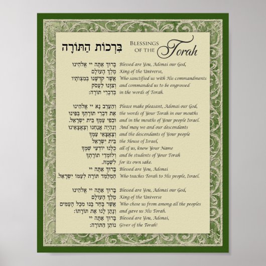 Afsluitingen van de Torah Hebreeuws en Engels over Poster (Voorkant)