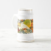 Afsluitingen van een hond ~ op witte stein bierpul (Voorkant links)