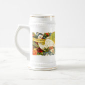 Afsluitingen van een hond ~ op witte stein bierpul (Links)