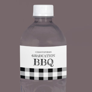 Afsluitings-BBQ Gingham Waterfles Etiket