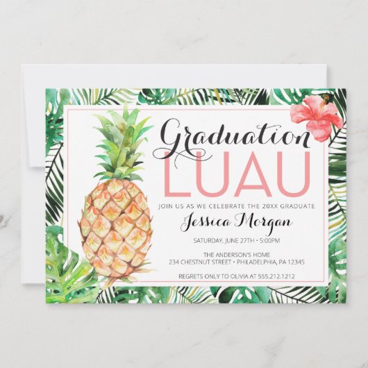 Afsluitingsfeest Luau Ananas Tropisch met Foto Kaart (Voorkant)