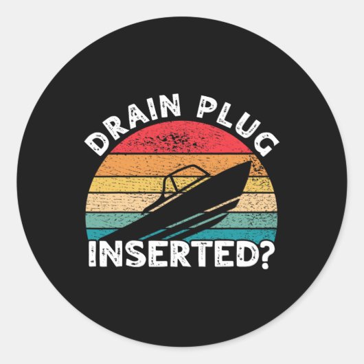 Afsluitplug Ingevoegd Grappige Boot Retro Botenvaa Ronde Sticker (Voorkant)