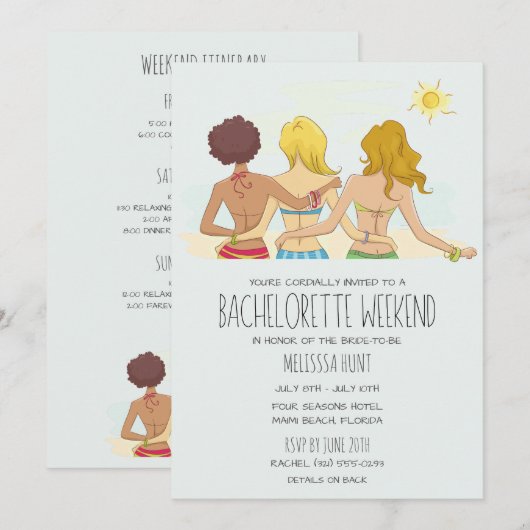 Afsluitweekend voor vrijgezellenfeest aan het stra kaart (Voorkant / Achterkant)