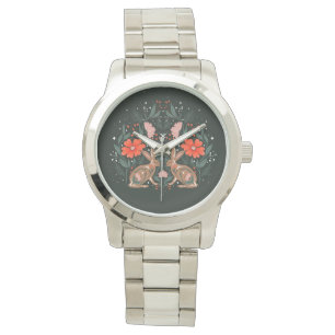Afsnijding van bunny en bloemen horloge