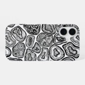 Afsnijdsels in zwart-wit iPhone 16 hoesje (Achterkant horizontaal)