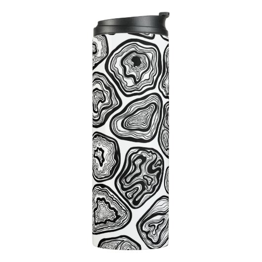 Afsnijdsels in zwart-wit thermosbeker (Gedraaid links)