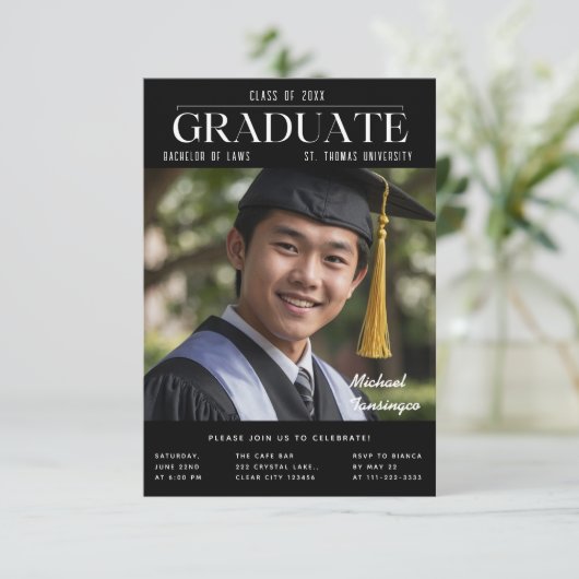 Afsoluterend trendy tijdschrift omslag geïnspireer kaart (Staand voorkant)